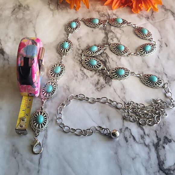 Vintage Style Silver Small Concho Chain Belt main image 15